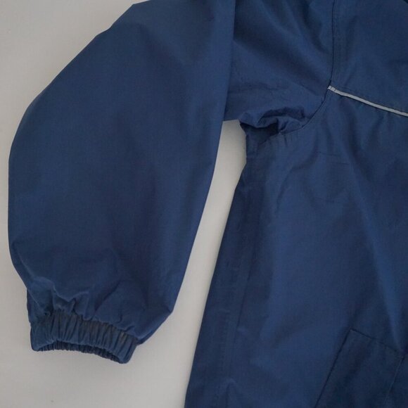 Vintage Wet Skins Blue Zip Up 100% Nylon Waterproof Stowaway Hood Raincoat M - Picture 8 of 11